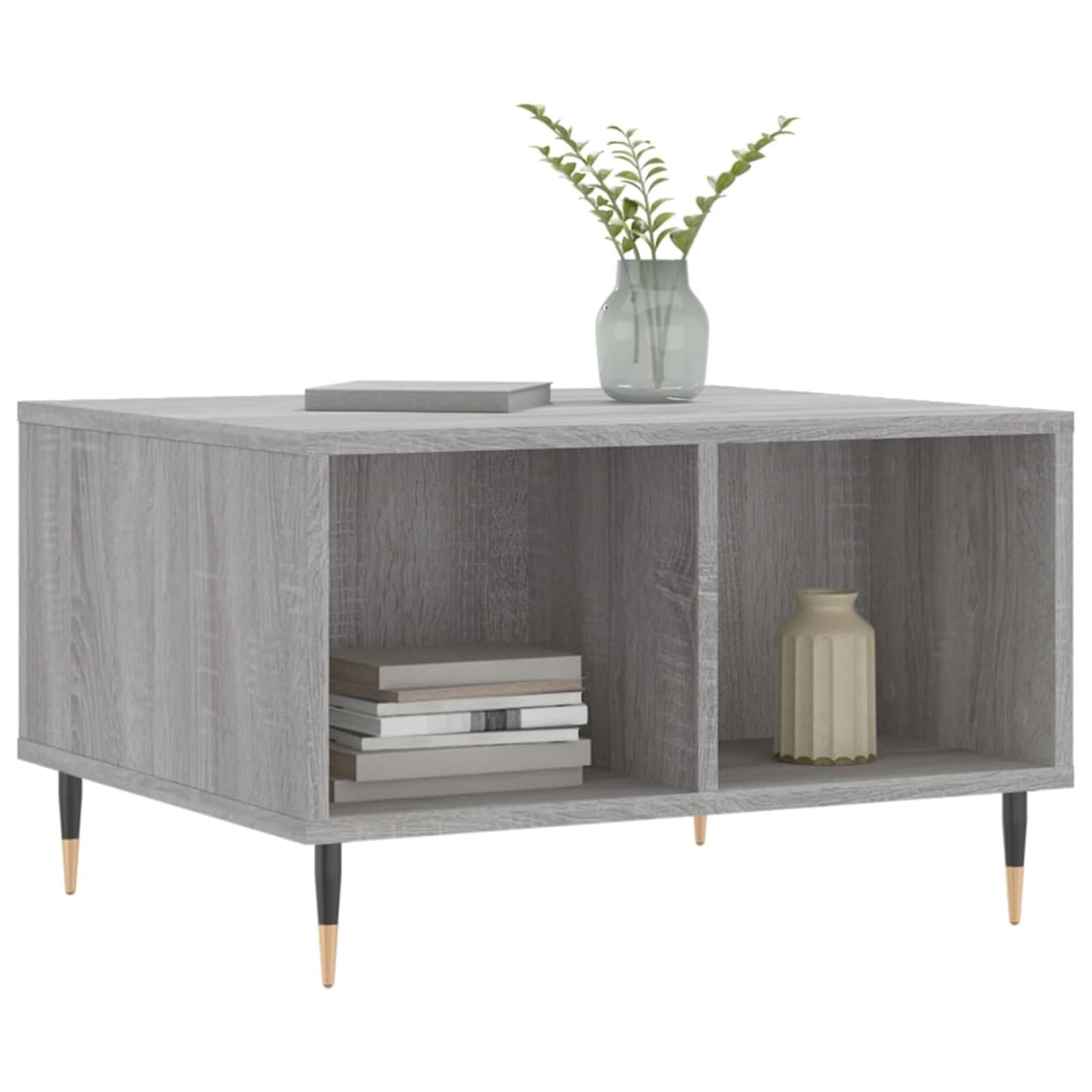 Homgoday Tavolino da caffè Sonoma grigio 60 x 50 x 36,5 cm, in legno ingegnerizzato, tavolino da tè per soggiorno, sala ricevimenti degli ospiti, camera da letto e ufficio, tipo 1