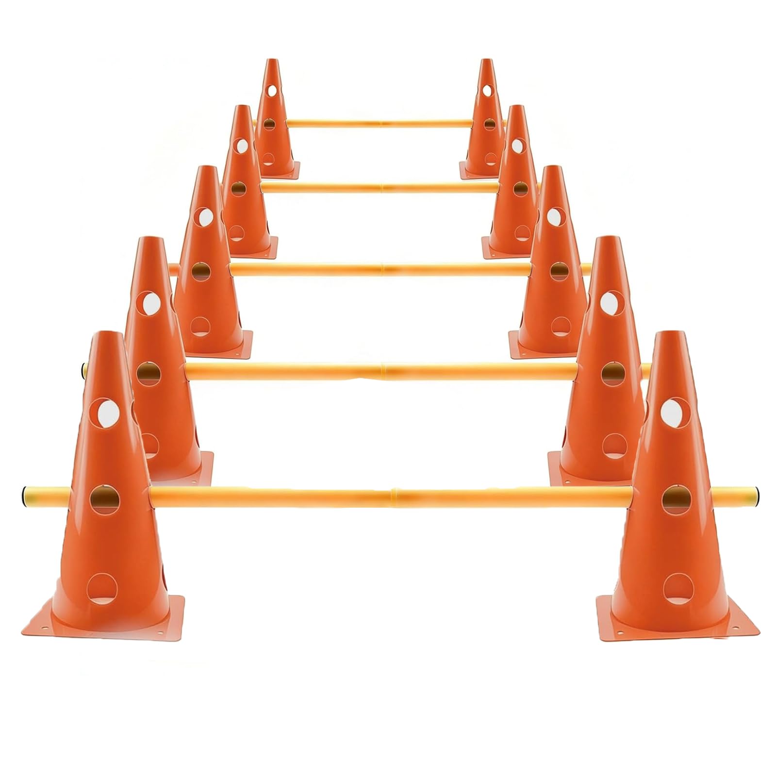 BUERPINKING Agility Set Dogs, Sports Dog Hurdle Set Agility Hurdles Obstacles for Children Dogs, 10 Cones 23/32 cm Height Football Training Accessories for Training Exercises (Orange-23 cm)