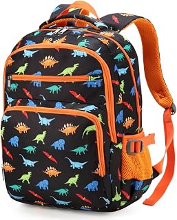 BLUEFAIRY Dinosaur Backpack for Boys Kindergarten Elementary School Bags for Kids Toddler Primary Bookbags for Preschool Lightweight Mochila Para 3 4 5 6 7 Niños Gifts (Orange)