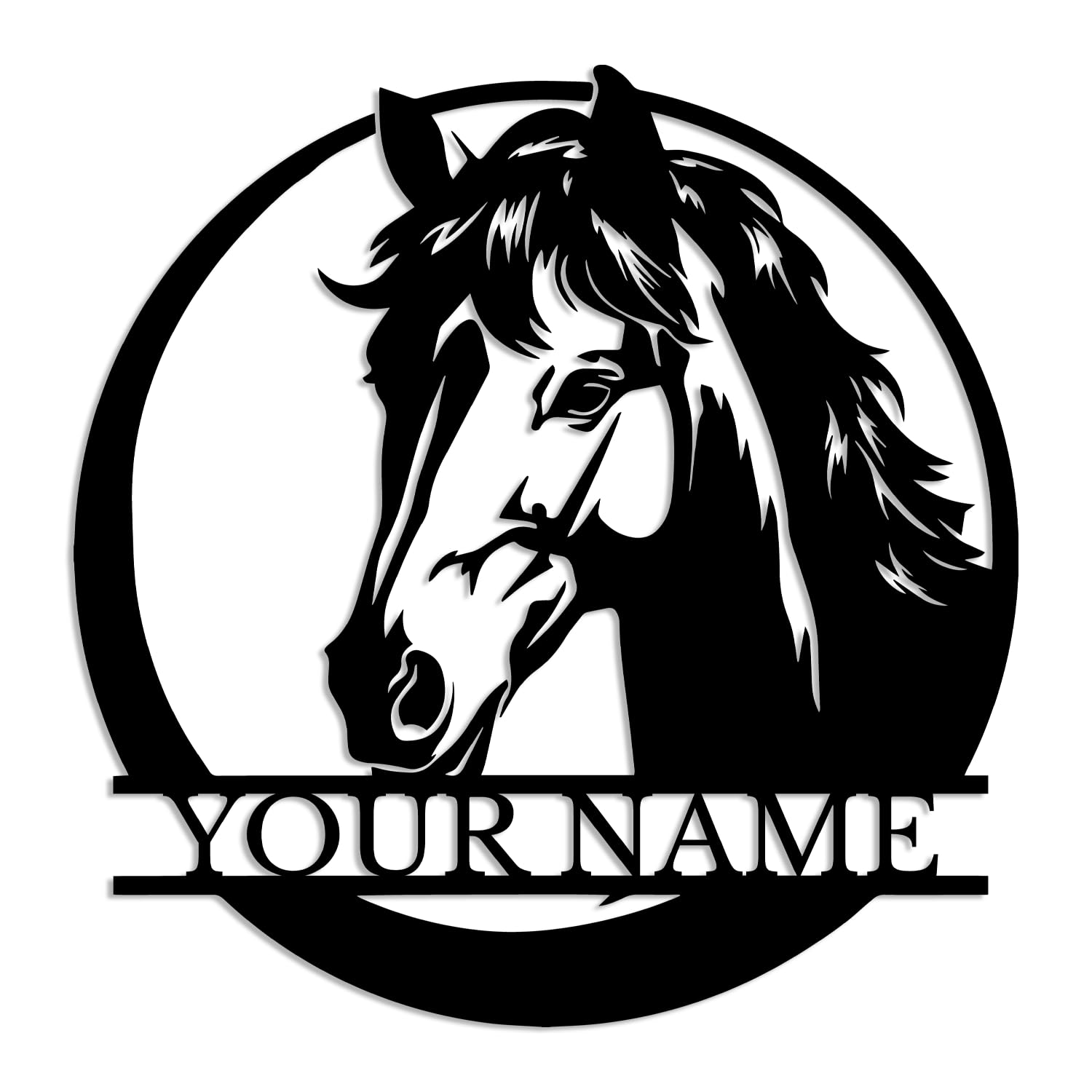 Kissesuu Horses-A Personalized Horse Ranch Metal Wall Art, Custom Outdoor Metal Horse Farm Sign, Outdoor Family Name Sign, Monogram,Farmer Home Decor, Farmhouse Decor (Style-A)