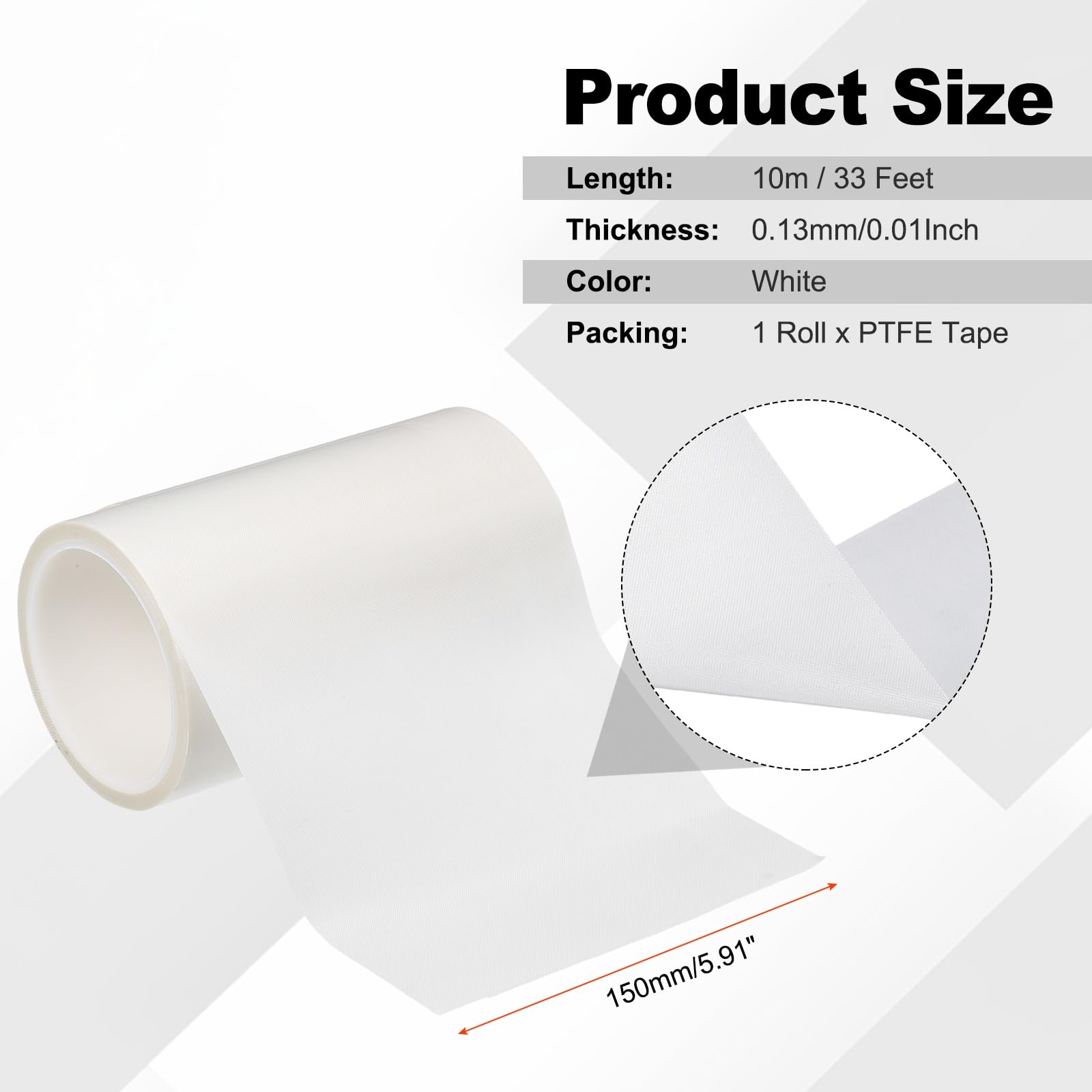 PATIKIL Nastro resistente al calore 5,91 pollici x 33 piedi PTFE
