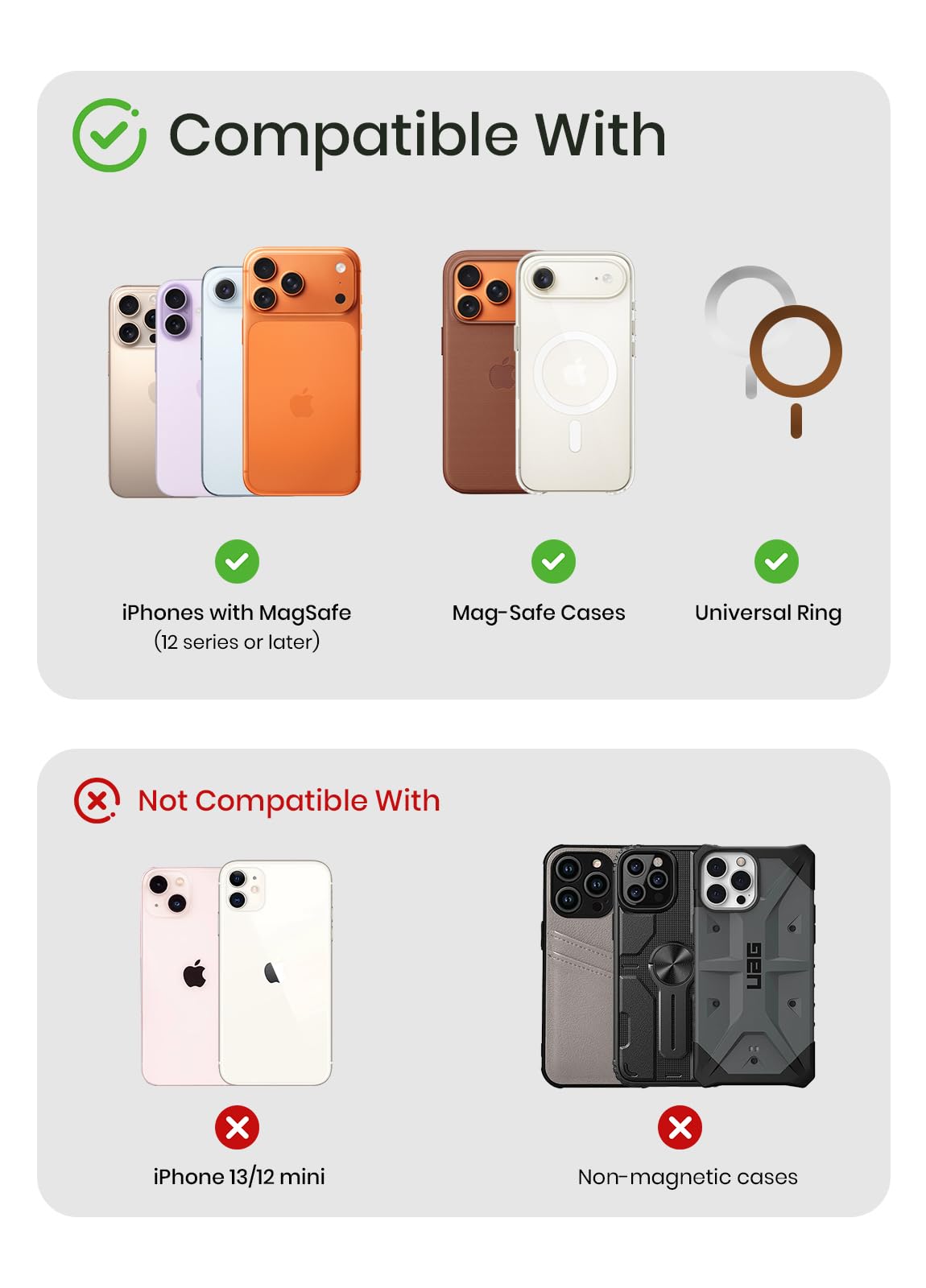 For MagSafe Wallet, 5-Card Holder with RFID Blocking, Vegan Leather Slim Magnetic Wallet, Bottom Card Ejection, for iPhone 17/16/15/14/13/12 Series, Not for Mini,Black — view 8