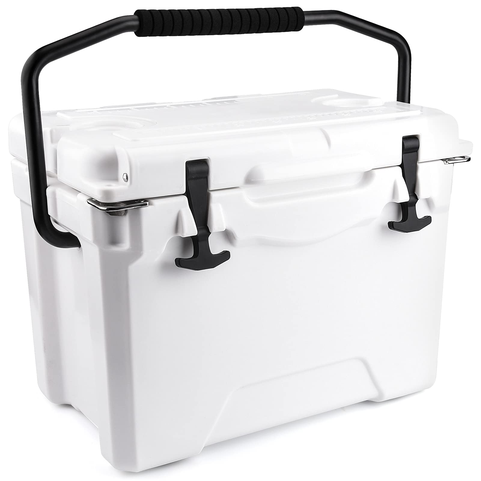 AUXSOUL 25 Quart Portable Cooler - Rotomolded Ice Chest with Handle - 7 Days Ice Retention - Ice Cooler with Built-in Bottle Opener, Cup Holder, Fish Ruler - Ideal for Camping, Fishing & Outdoor