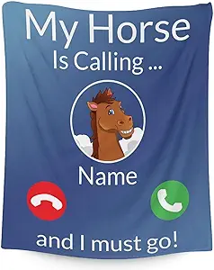 Mercuryelf Custom Horse Blanket Gift - 50x60 Inches Funny Throw Blankets for Teens - Blue Soft, Fuzzy & Warm Throws for Living Room, Sofa