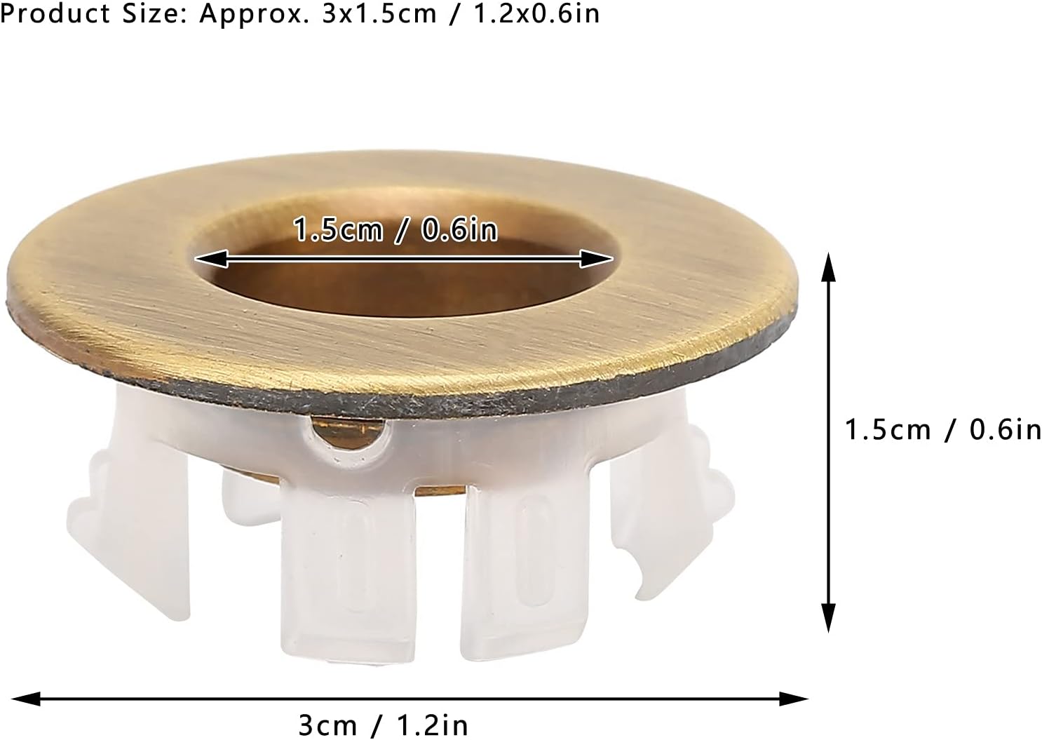 Bathroom Vanity Sink Basin Trim Overflow Cover, Sink Tap Hole Cover Kitchen Faucet Hole Cover Brushed Stainless Steel Insert in Hole (Bronze)