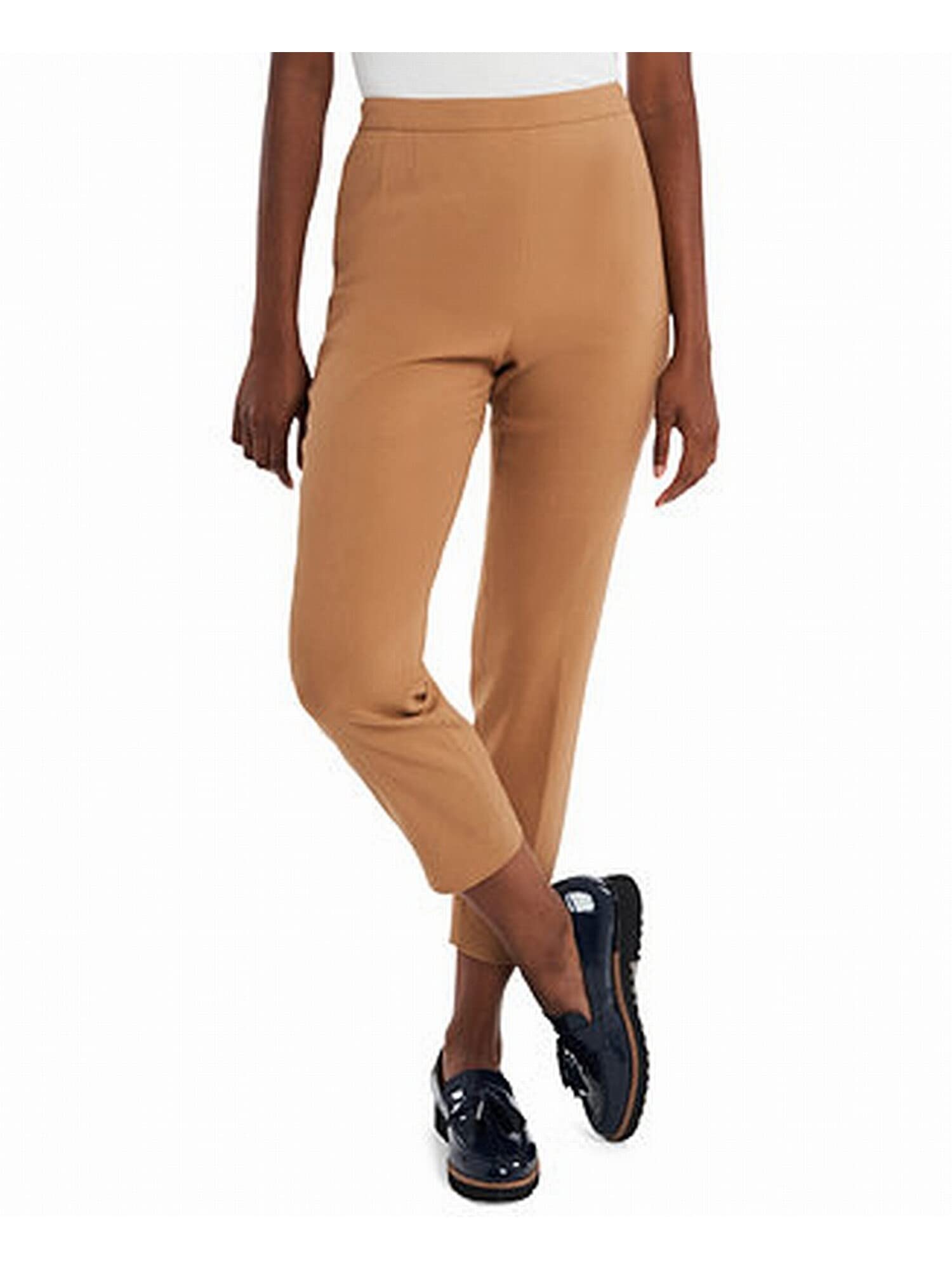 RILEY RAE Womens Beige Zippered Mid-Rise Slim-Leg Cropped Pants 2