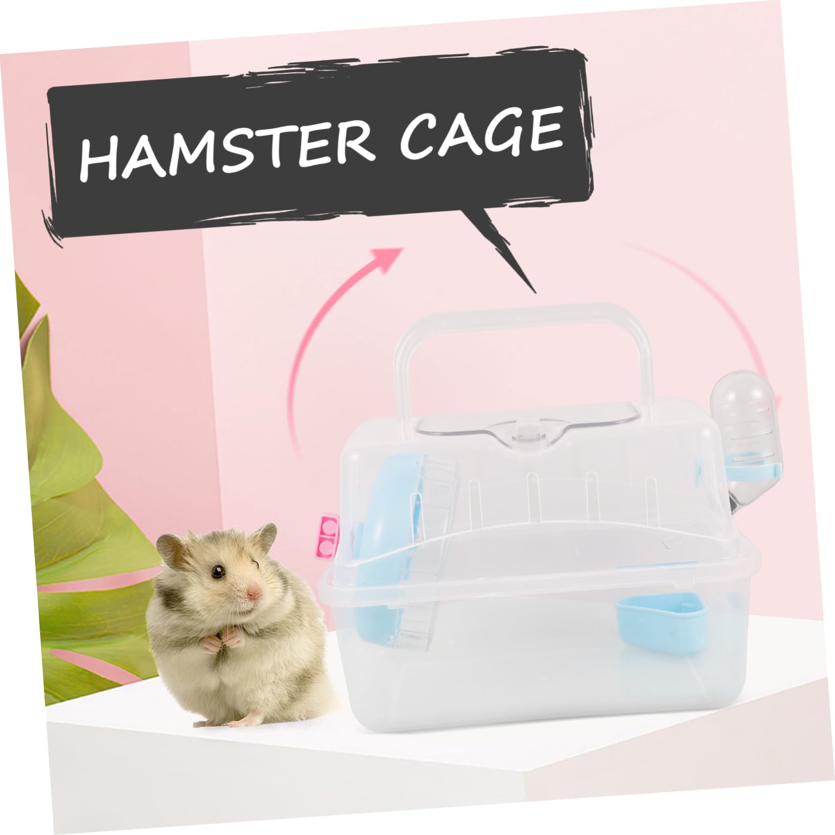 ERINGOGO Portable Hamster Carrier Cage Transparent Small Travel Case for Hamster Guinea Pig Includes Feeding Accessories Lightweight Easy to Carry for Outings