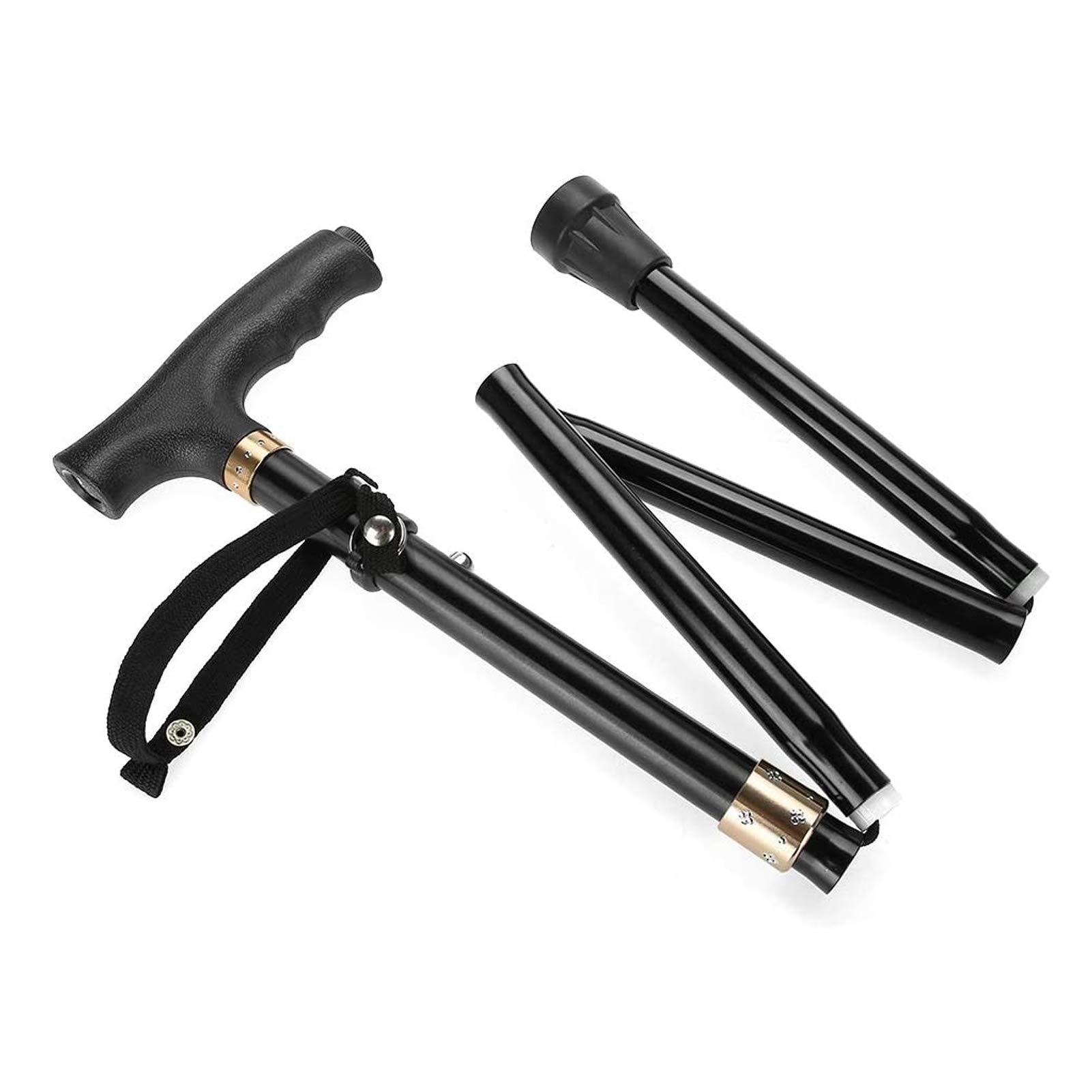 Bastón Plegable, bastón Plegable de aleación de Aluminio para Ancianos con Asas en T, bastón para Caminar con luz para Escalar Interesting