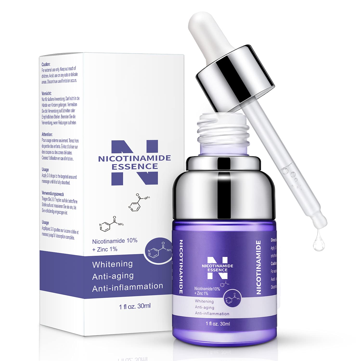Anmi Niacinamide 10% + Zinc 1% Serum 1oz for Face - Vitamin B3 Facial Essence 1oz, 30 ml (Pack of 1)