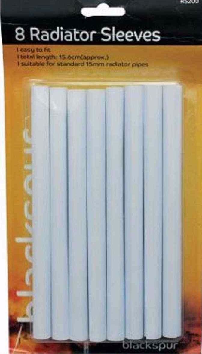 DPNY 8 X 15MM WHITE RADIATOR PIPE COVERS SLEEVES SHROUDS SNAP AROUND YOUR PIPES