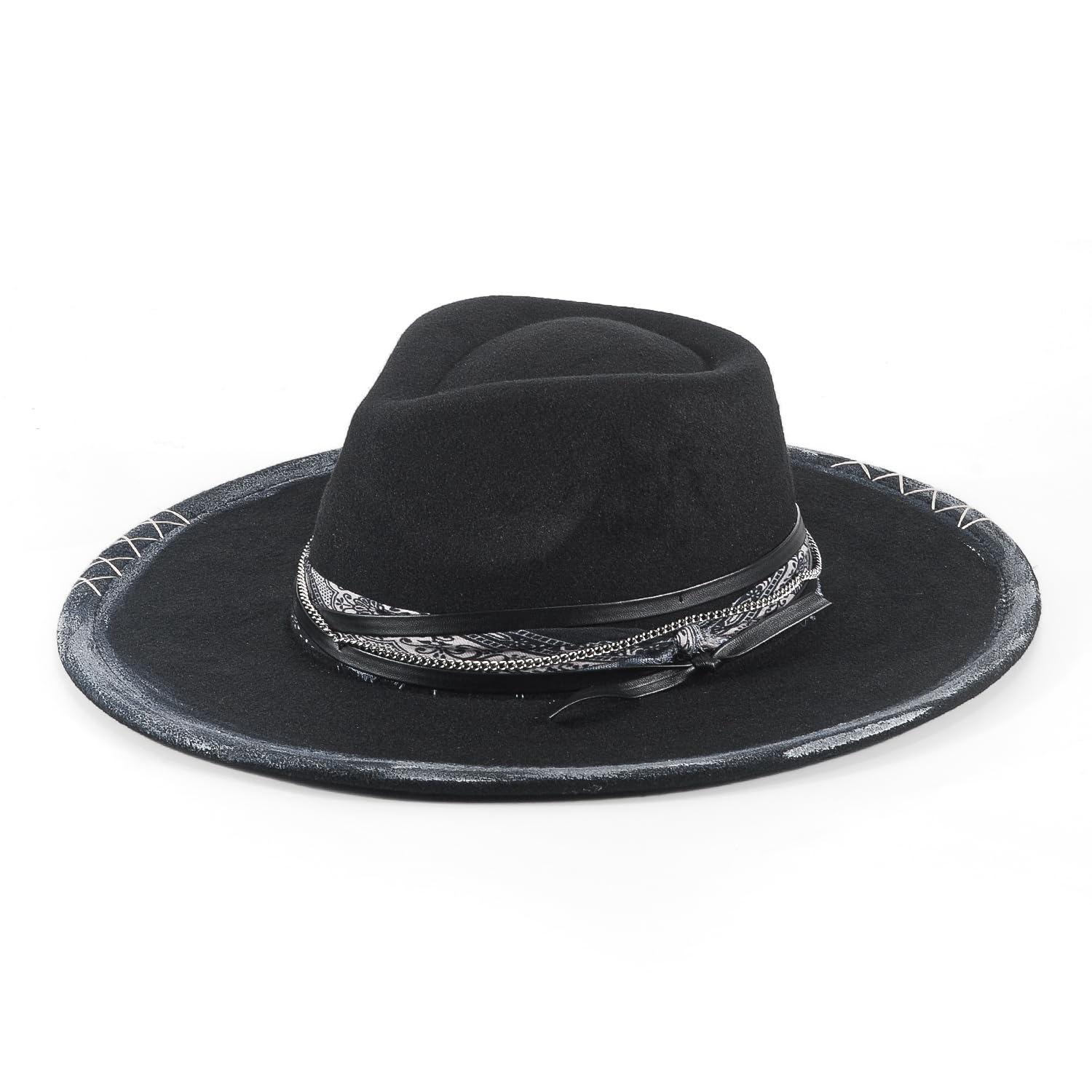 Wide Brim Fedora Hat for Men Women Retro Western Felt Hats
