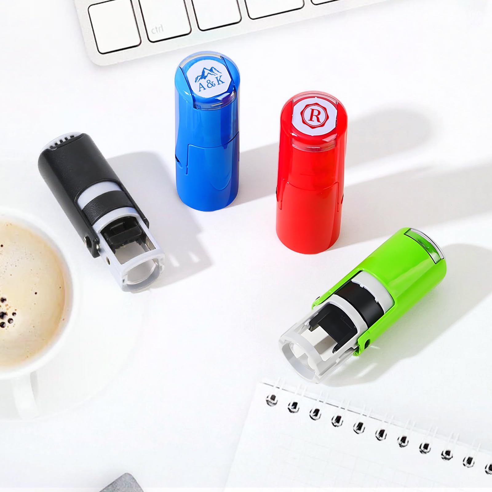 PERSONALISED ROUND SELF Inking Rubber Stamp Custom Logo Loyalty Card Geocaching £13.95 - UK - View #9