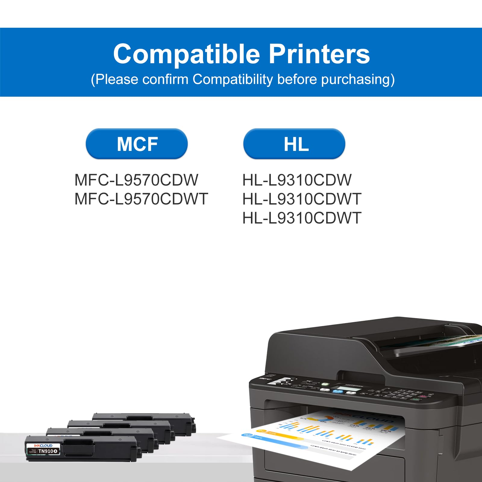 TN910 TN-910 - Set di toner di ricambio per Brother TN-910 TN910, confezione da 4