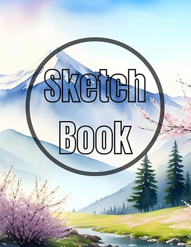 Sketch Book: Premium watercolor spring in mountain design cover page Sketchbook Blank Paper Pad 8.5" x 11" - sketchbook 120 Pages Blank Paper Book