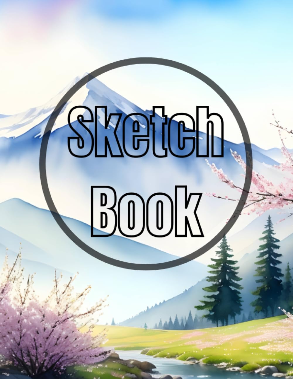 Sketch Book: Premium watercolor spring in mountain design cover page Sketchbook Blank Paper Pad 8.5" x 11" - sketchbook 120 Pages Blank Paper Book For ... Unlined Journal Soft Cover sketchbooks