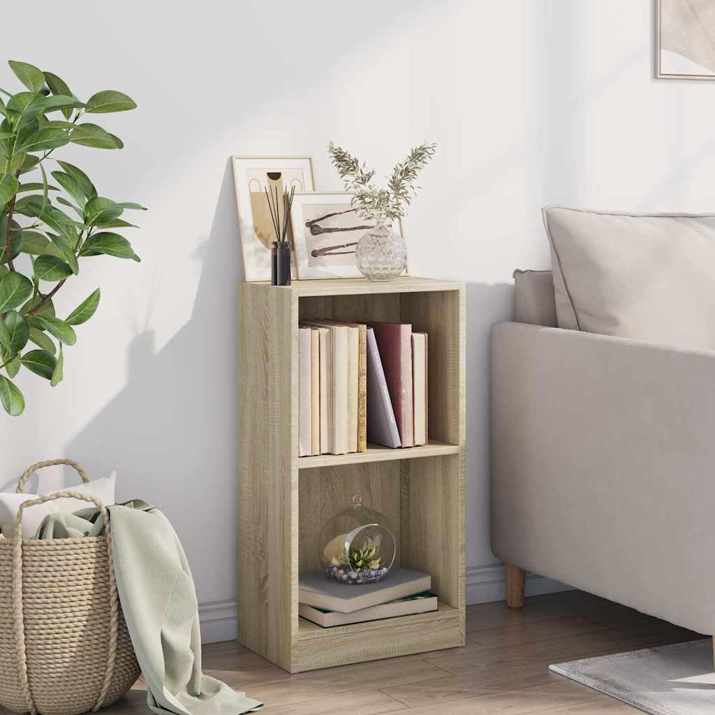 Regał na książki dąb Sonoma 40 x 24 x 75 cm, materiał drewnopochodny, organizer z 2 otwartymi półkami, do salonu, gabinetu, pokoju dziecięcego i korytarza, stabilne rozwiązanie do