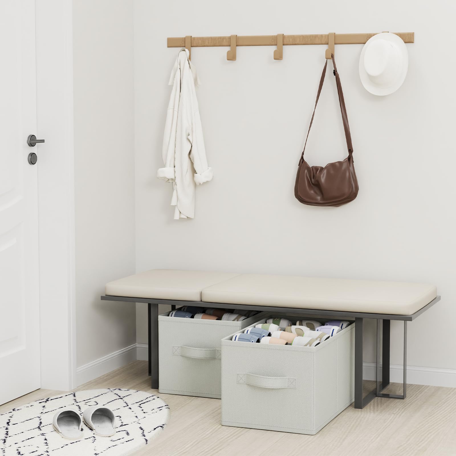 2 sztuki organizer na buty do szafy, duże przechowywanie butów oszczędzające miejsce, mieści 12-24 pary, składane materiałowe pudełko na buty z 3 uchwytami, 42 x 32 x 26 cm, szary, XSNX02G-2