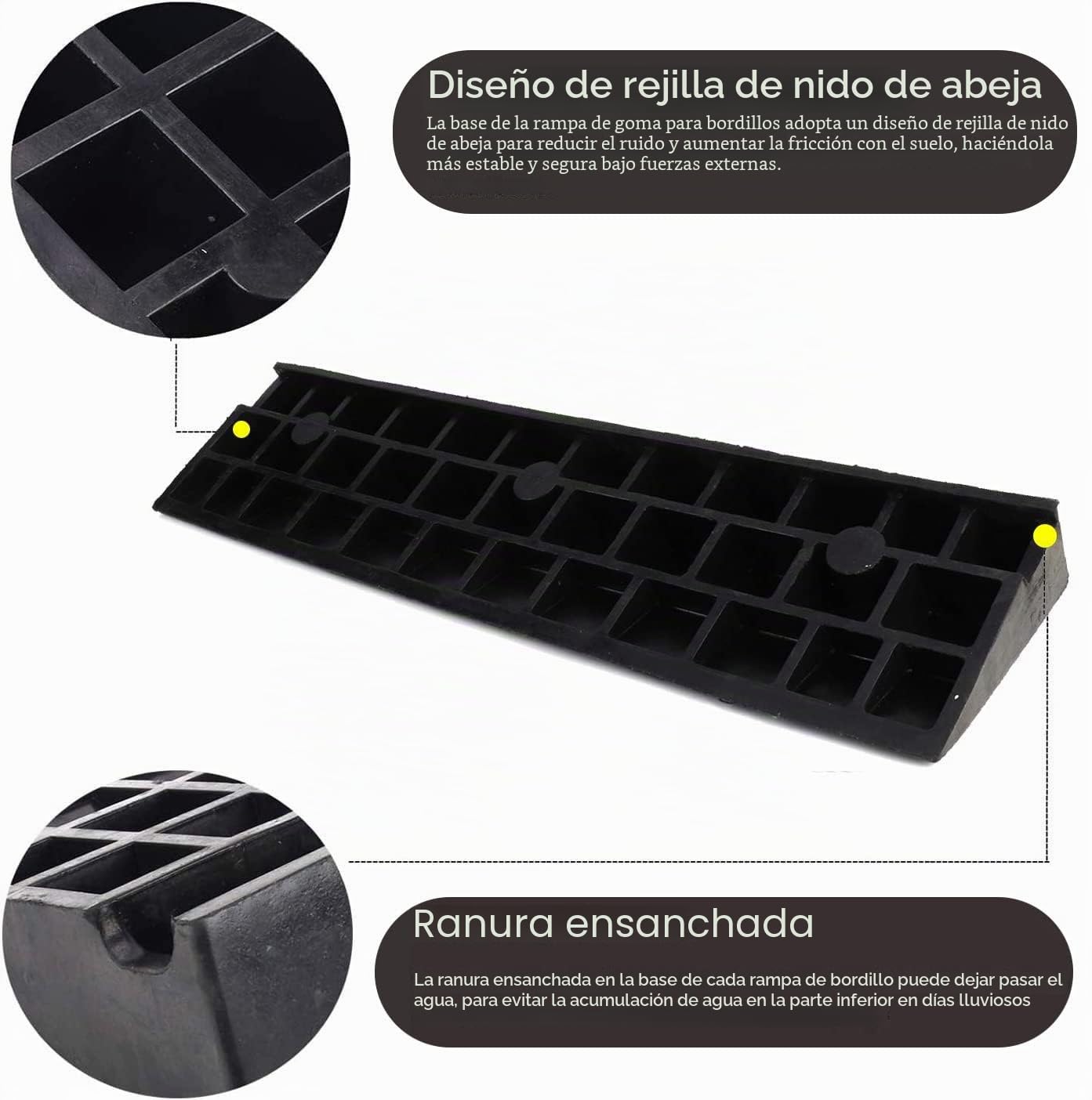 uyoyous Rampa de bordillo de goma de 10 cm de altura, rampa de umbral de puerta de goma sólida, rampa de carga de borde de bordillo, cuñas de carga, rampa de carga para coche, silla de ruedas, acera