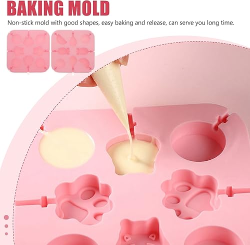Miniatura 6 de Hemoton 2 moldes de silicona para patas de gato y frutas para chocolate, caramelos, gelatina, golosinas, moldes de hielo de silicona con pata de