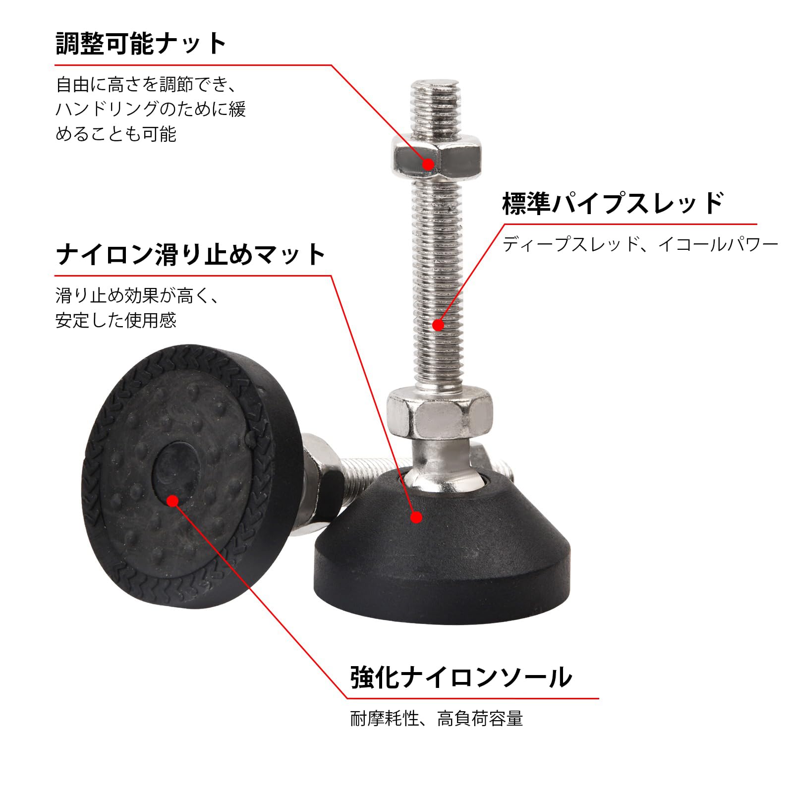 Amazon.co.jp: 8個入り 家具足 固定脚 アジャストボルト 機械