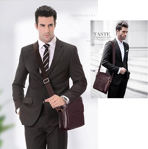 Miniatura 6 de Leathario Bolso cruzado de cuero para hombre, bolso de hombro para hombre, bolso de mensajero para trabajo, negocios, viaje