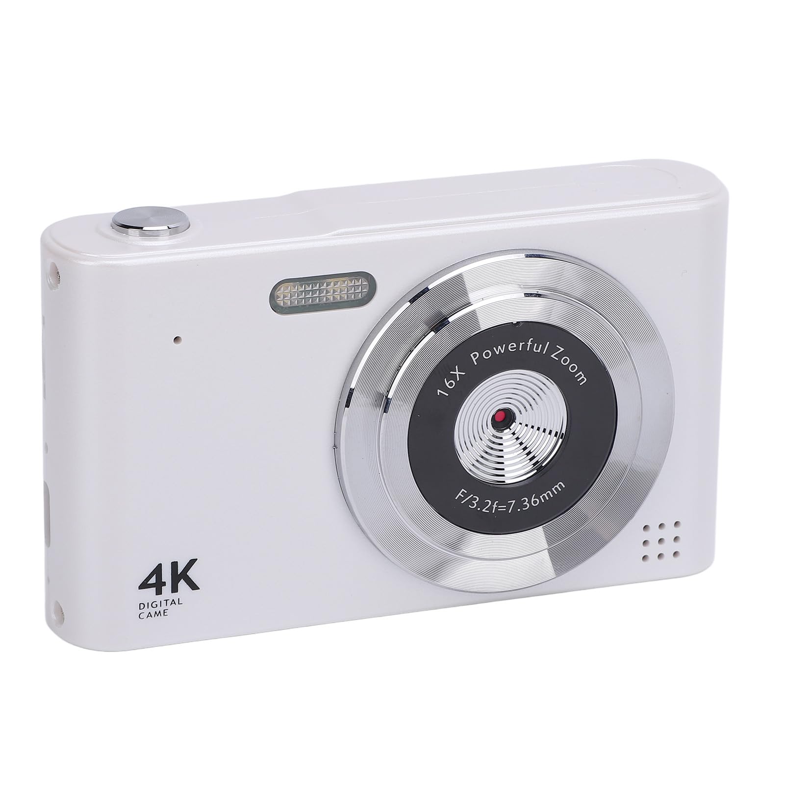 ASHATA 48MP 4K Digital Camera, Retro CCD Camera Digital SLR Camera for Photography, 16x Zoom, 2.4 Screen, Built in Flash, Autofocus, Vlogging Video Cameras for Travel (White)