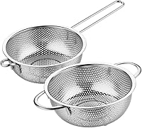 Vista 8 de BESTonZON Cestas de metal Cestas de plástico de frutas de plástico Colador inoxidable Freír ensalada Cuenco de lavado de frutas y verduras Cesta