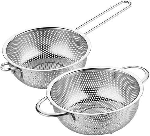 Miniatura 8 de BESTonZON Cestas de metal Cestas de plástico de frutas de plástico Colador inoxidable Freír ensalada Cuenco de lavado de frutas y verduras Cesta de