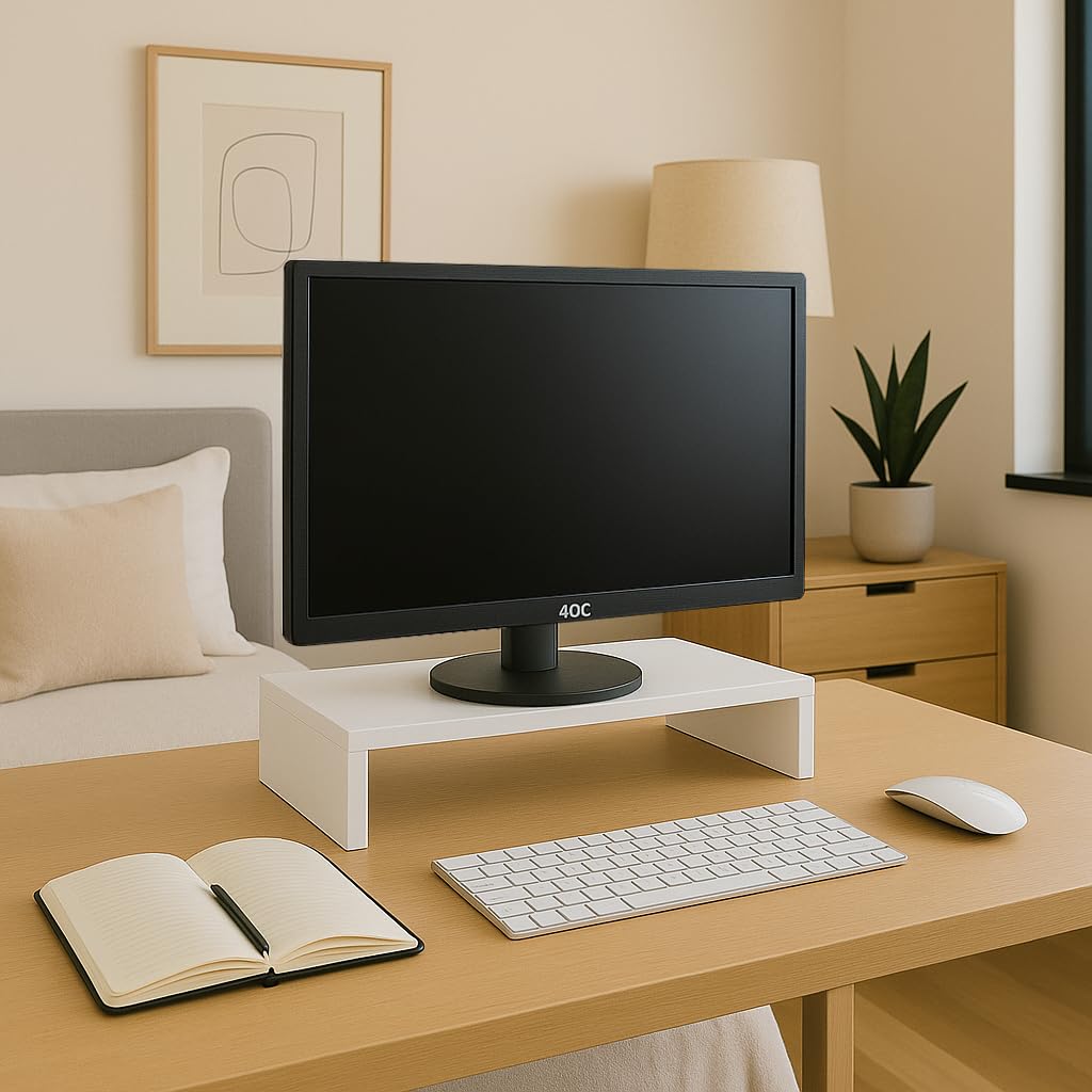 Suporte Para Monitores Elevado Mesa Home Office Setup Gamer Organizador MDF 50cm (Branco)