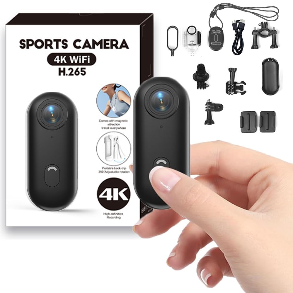 4K Mini Thumb Action Camera, Portable Vlogging, Waterproof Wearable Body 4K with 360° Rotation Clip, Magnetic Hands-Free POV Camcorder for Cycling, Motorcycle, Pet Walking, Vlogging-image-22