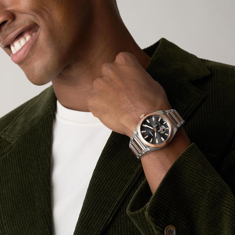 Fossil Everett Watch for Men, Automatic Three Hand Movement with Stainless Steel or Leather Strap