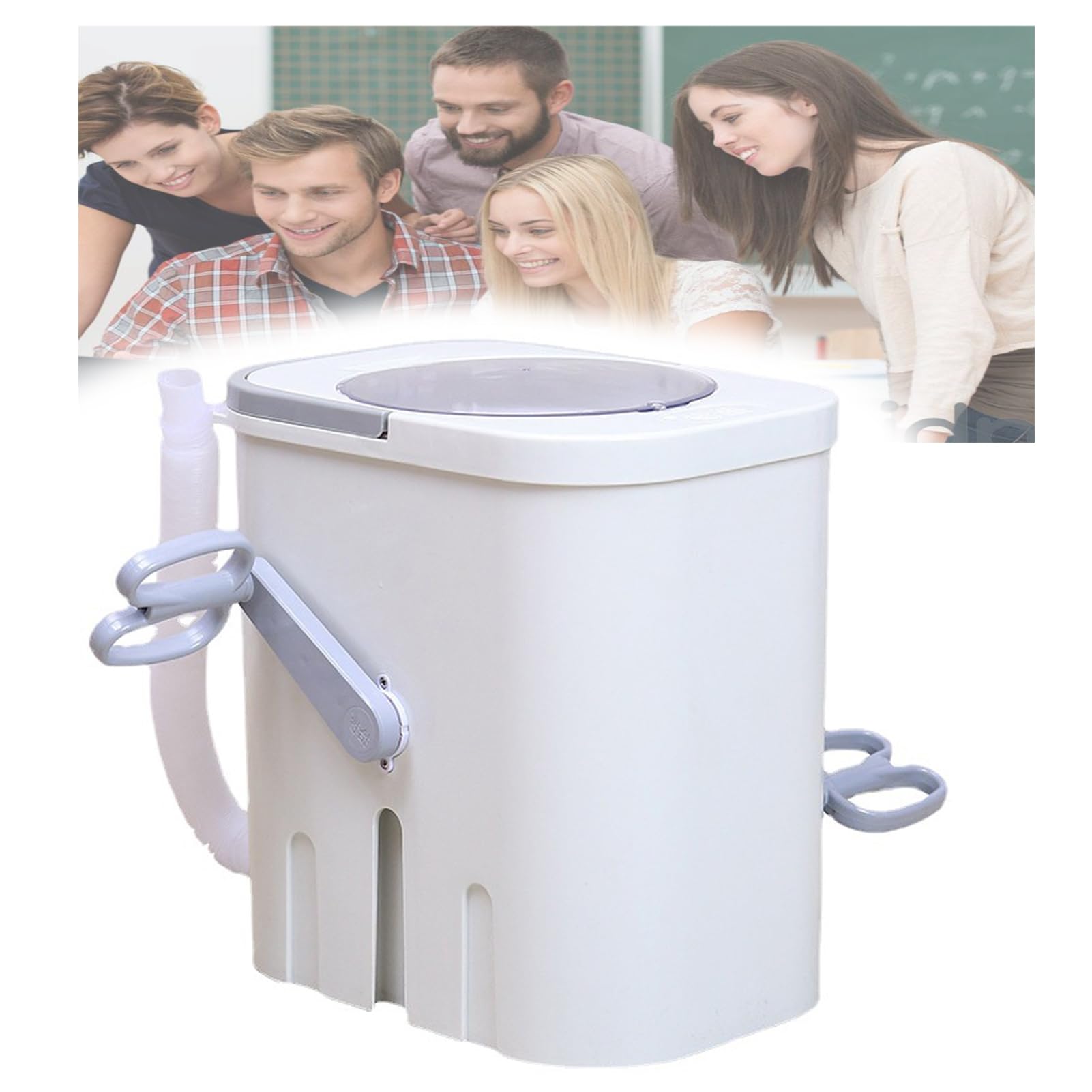Lavatrice Portatile A Manovella con Pedale E Funzione Centrifuga, con Cestello Portabiancheria, Doppia Funzione, Adatta A Case, Dormitori, Appartamenti E Hotel