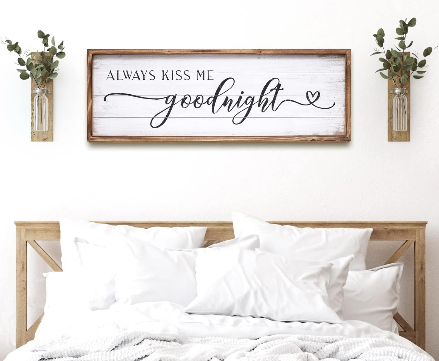 Amazon.com: JUMBO DECOR Always Kiss Me Goodnight Sign for Bedroom Wall ...