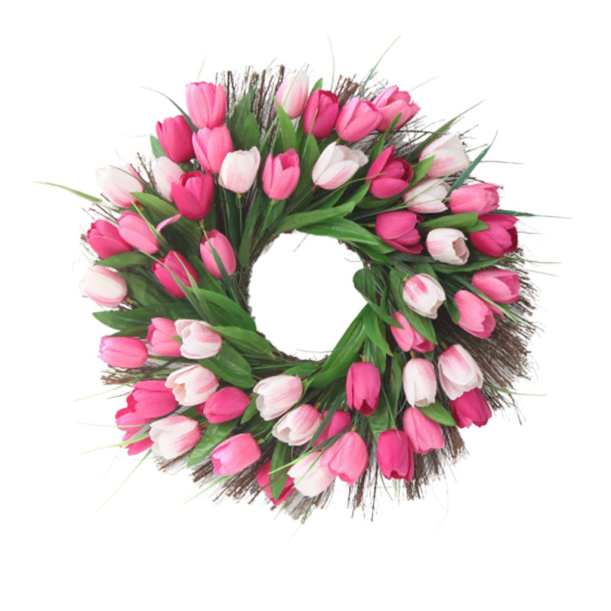 Beavorty Künstliche Blumenförmig Stoff aus Rattan Rosa und Tulpengirlande Leicht ohne Gießen Naturgetreu für Hochzeit und Outdoor Deko