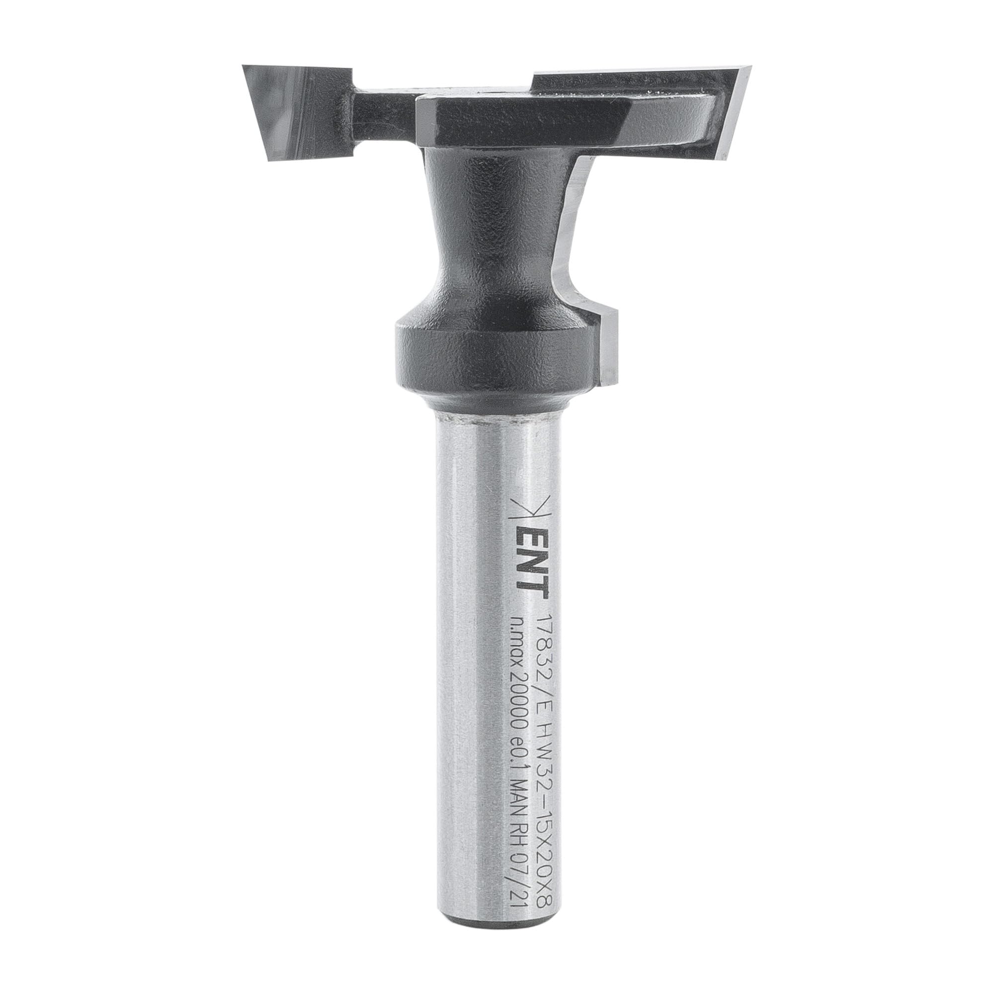 ENT 17832 T-Nutfräser für Regalsysteme HW, Schaft (S) 8 mm, Durchmesser (D1) 32 mm, Nutzlänge (NL2) 20 mm, T 8,7 mm, mit Rundungsprofil, für Haken und Winkel