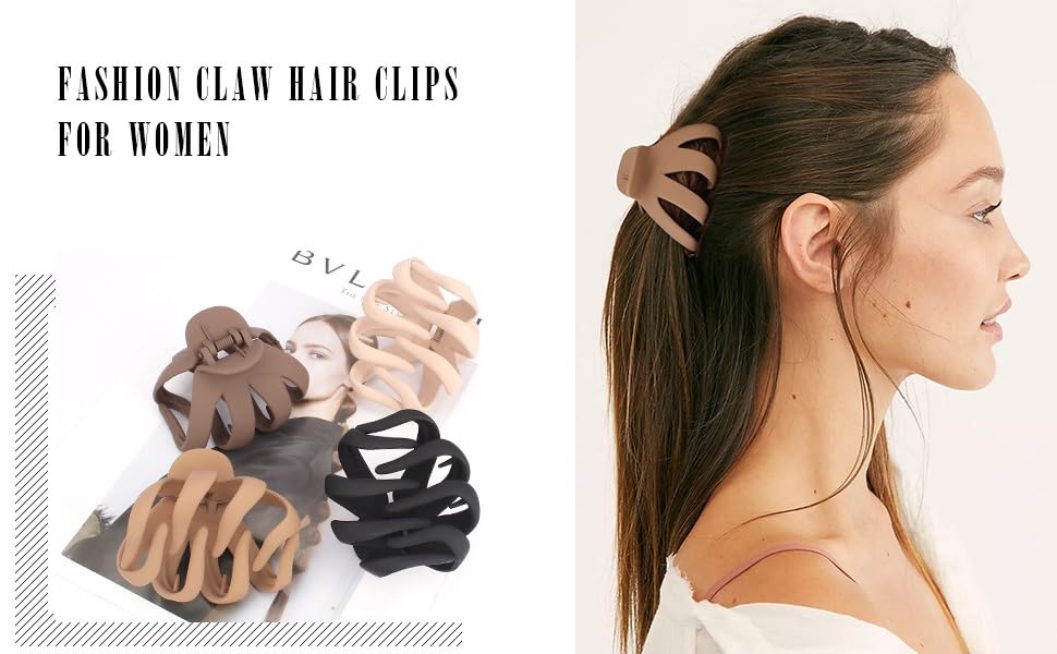 APOLLINE INDIA® 4Pcs Octopus Matte Hair Claws for Women, Hair Clutcher Hair Clips for Thick Hair, Non-Slip Jaw Clips, 2