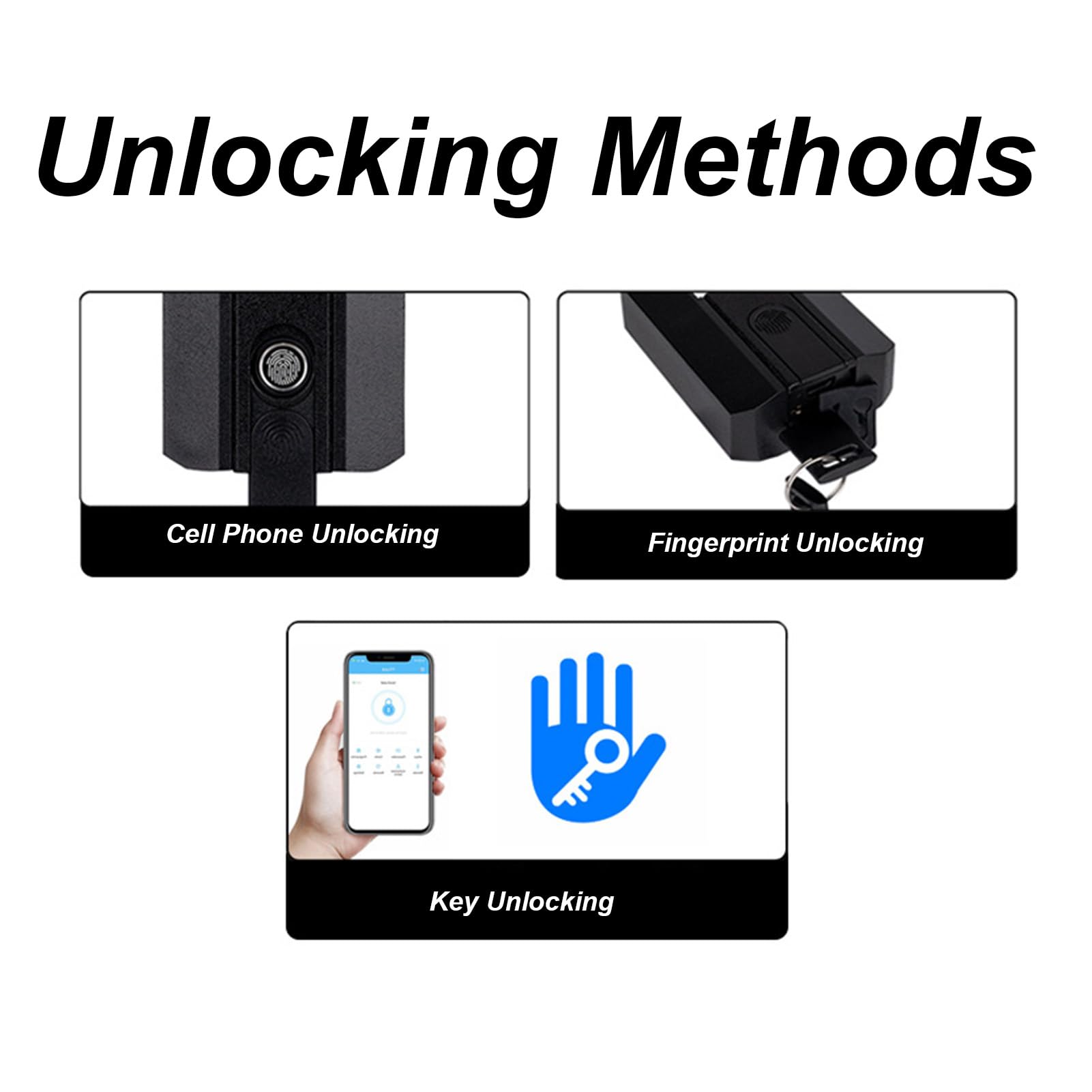 Cyrank Cadenas à Empreintes Digitales, Verrouillage Bluetooth Antivol pour Téléphone, Déverrouillage Intelligent, Cadenas Extérieur avec 2 Clés pour Casier De Gym, école