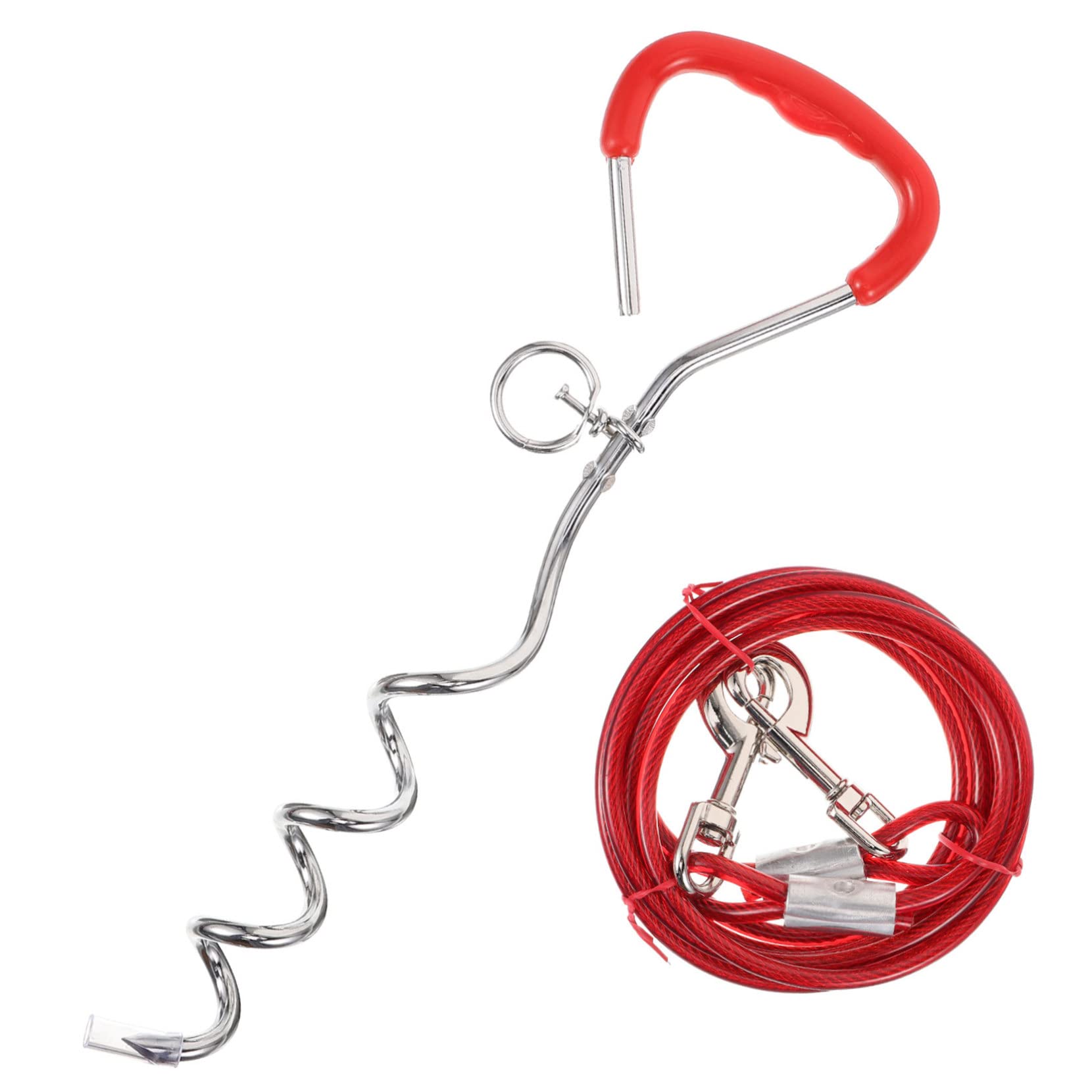 BESPORTBLE 1 Juego Estaca De Corbata De Perro Estaca De Amarre para Perros Estaca para Atar Perros Estacas para Perros De Camping Atar Estaca para Perros Jardín Perro Atado Metal Cromo Rojo