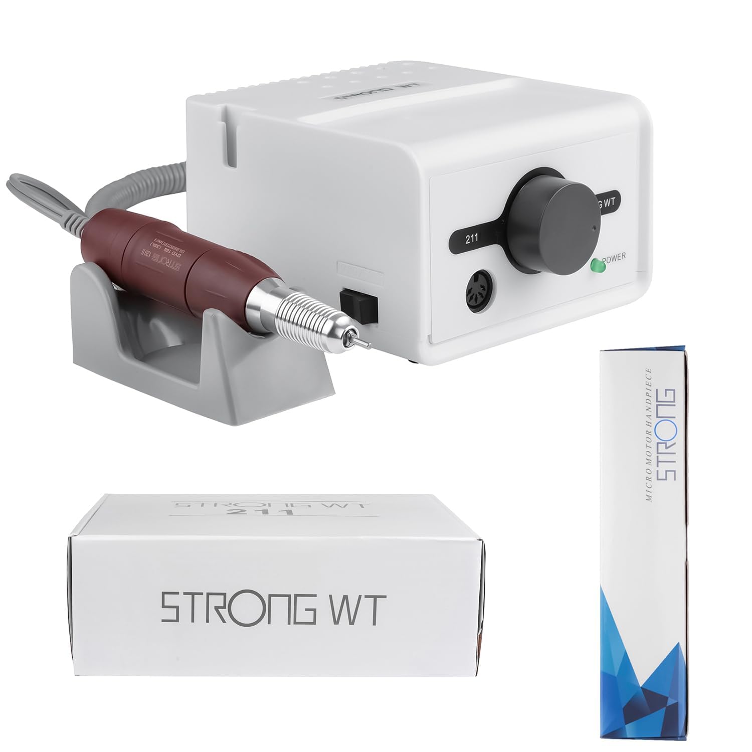65W Strong Max 211 Elektrische Nagelfeile Bohrer für Acrylnägel 35000RPM 120 Rot Maniküre Werkzeuge Laborgeräte