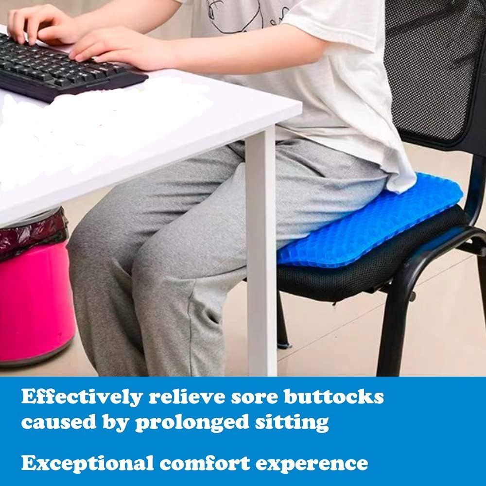 BIGXEN Egg Gel Seat Cushion, Breathable Gel Cushion Chair Pads with Non-Slip Cover for Home Office Car Wheelchair, Honeycomb Design As Seen On TV-1PCS