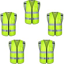 Dib Safety Hi Vis Reflective Safety Vest for Men Women with Pockets Zipper