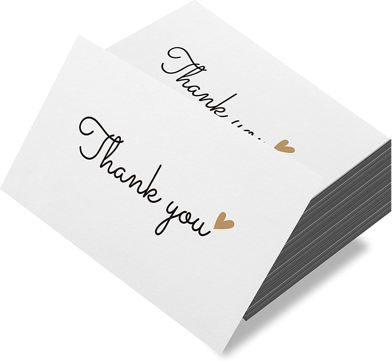 100 Dankeskarten 'Thank You' - Handgeschrieben Look, 8,9x5,1 Cm, Für Kleine Unternehmen & Shops