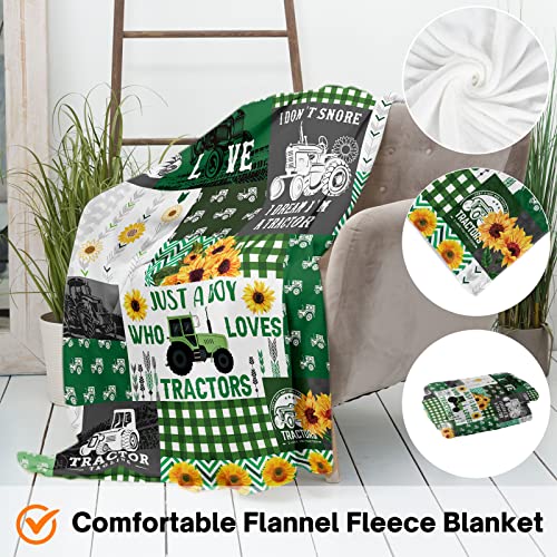Domgoge Just a Boy Who Loves Tractors Blanket Baby Green Tractor Throw Blankets for Toddler Farm Truck Blanket Warm Lightweight Flannel Fleece Blanket for All Season Nursery 76cm x 102cm - Image 3