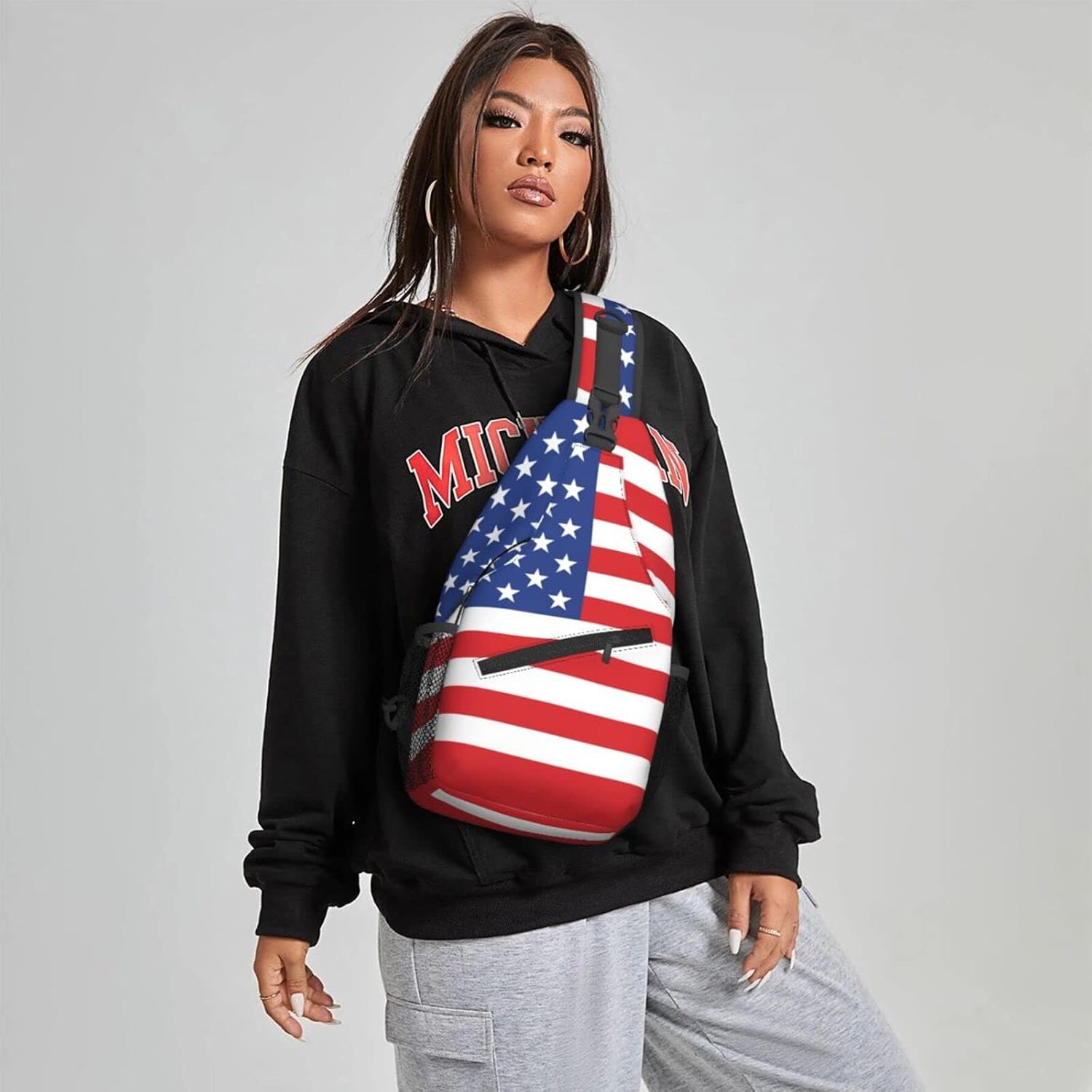 Famame American Flag Sling Backpack Chest Bag Crossbody Shoulder Bag Gym Cycling Travel Hiking Daypack For Men Women - Image 5