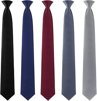 Clip on Ties for Men Solid Color Men's 20 Inch Pretied Uniform Solid Color Clip on Tie Costume