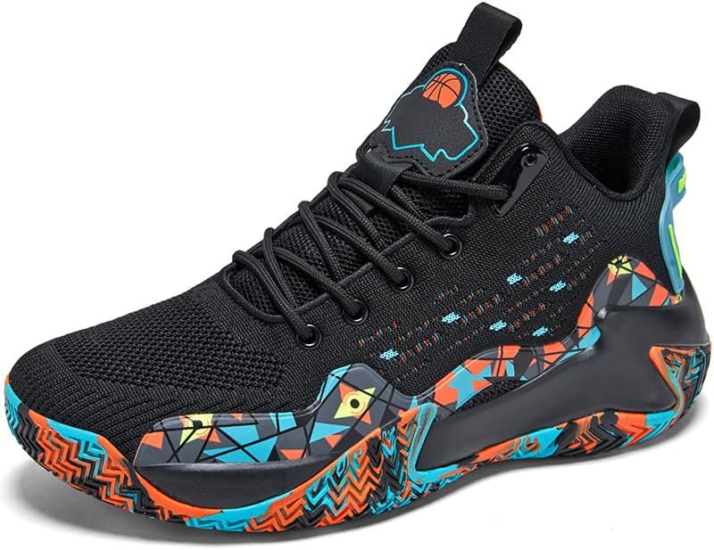 Mens Basketball Shoes Fashion Breathable Lace Up Non Slip Sport Outdoor Court Sport Training Running Walking Sneakers for Adult