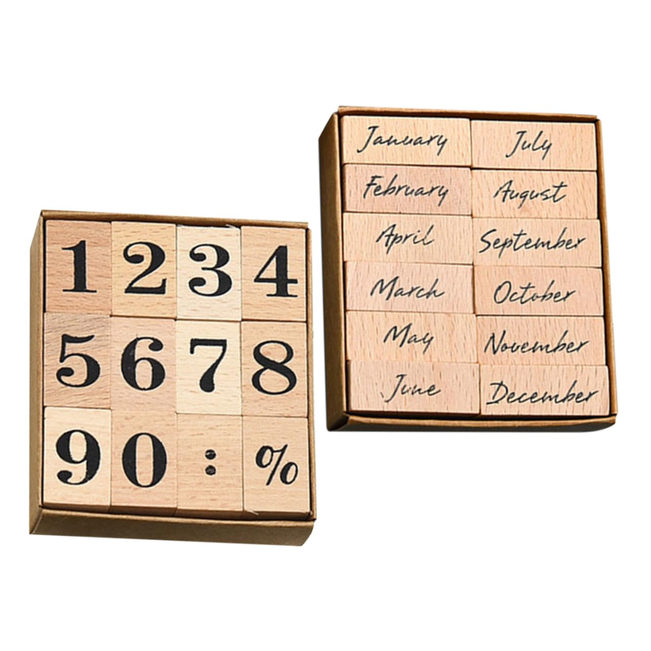 HOMSFOU 96stücke Teiliges Holzstempel Für Monate Und Kreative Stempel Für Scrapbooking Journaling Und Geschenkanhänger Tragbar Und Vielseitig Für Bastelprojekte