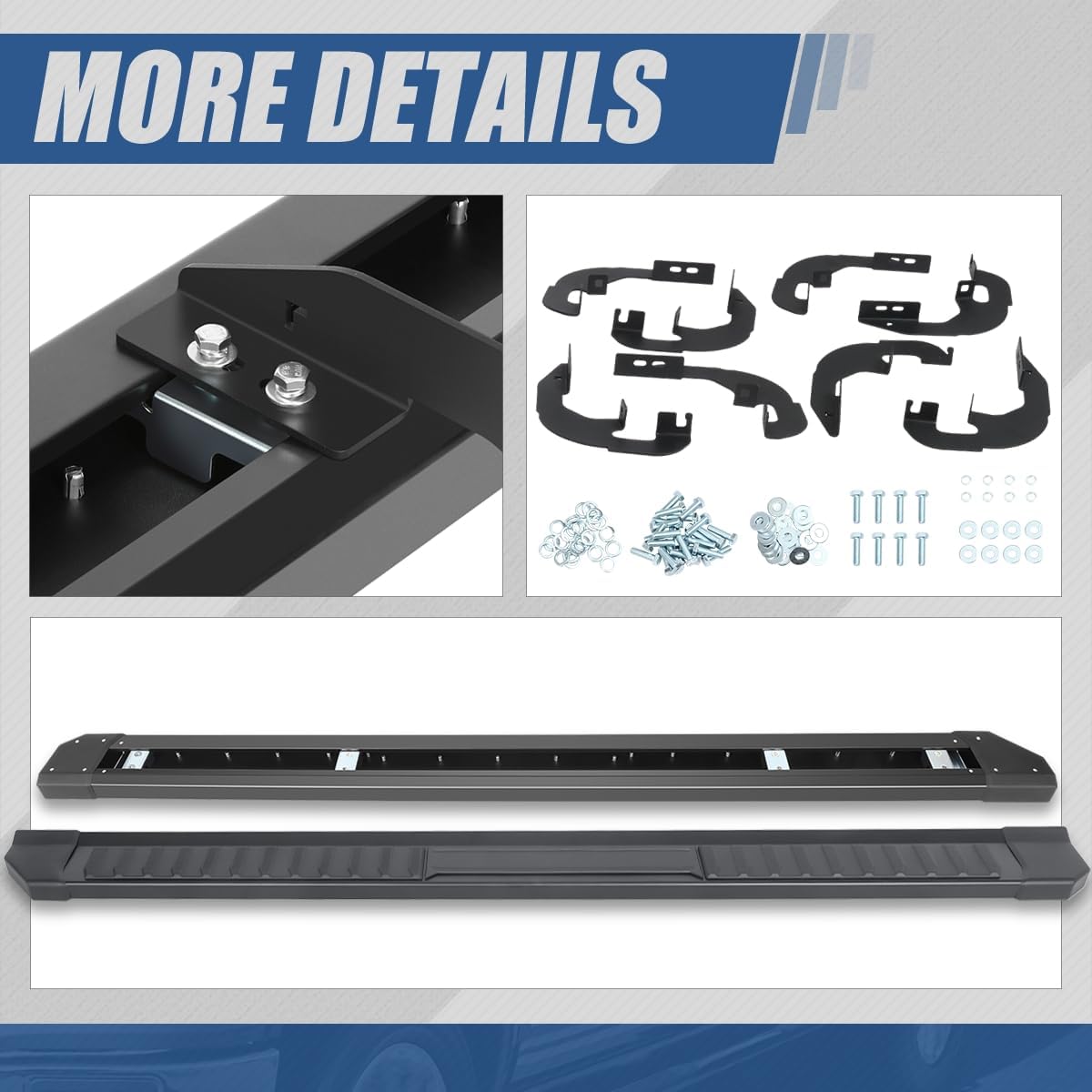 Auto Dynasty Running Boards Compatible with 2019-2024 Chevy Silverado GMC Sierra 1500 2500HD 3500HD Crew Cab, Stainless Steel Non-Slip Side Step Rail Nerf Bars, 6" Step Bars, Black