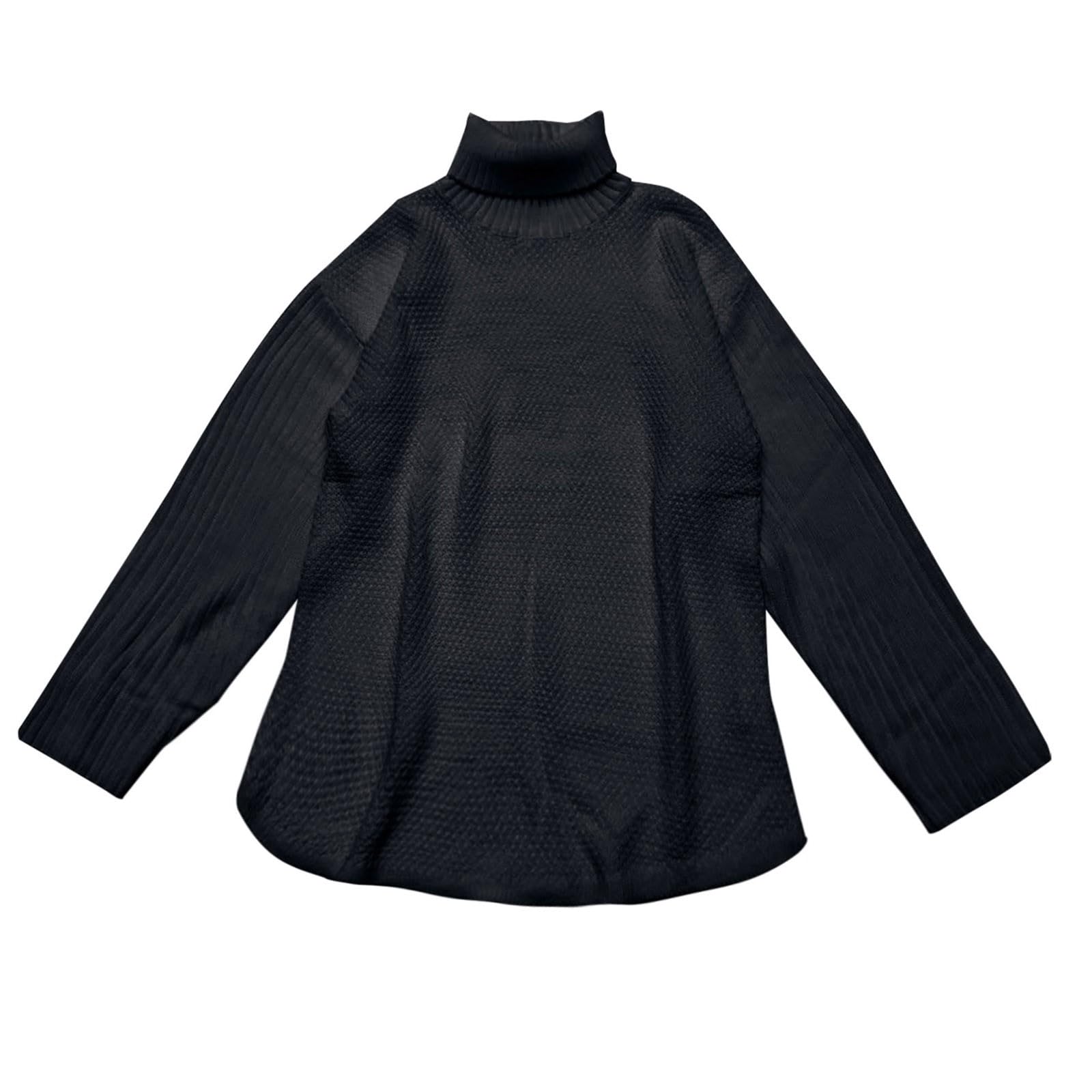 Übergroßer Rollkragenpullover für Damen, langärmelig, lässiger Pullover, Strick-Tunika