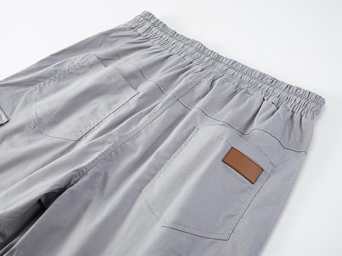 Mens Casual Twill Cargo Shorts Cotton Drawstring Classic Cargo Stretch Short with 6 Pockets - Image 7